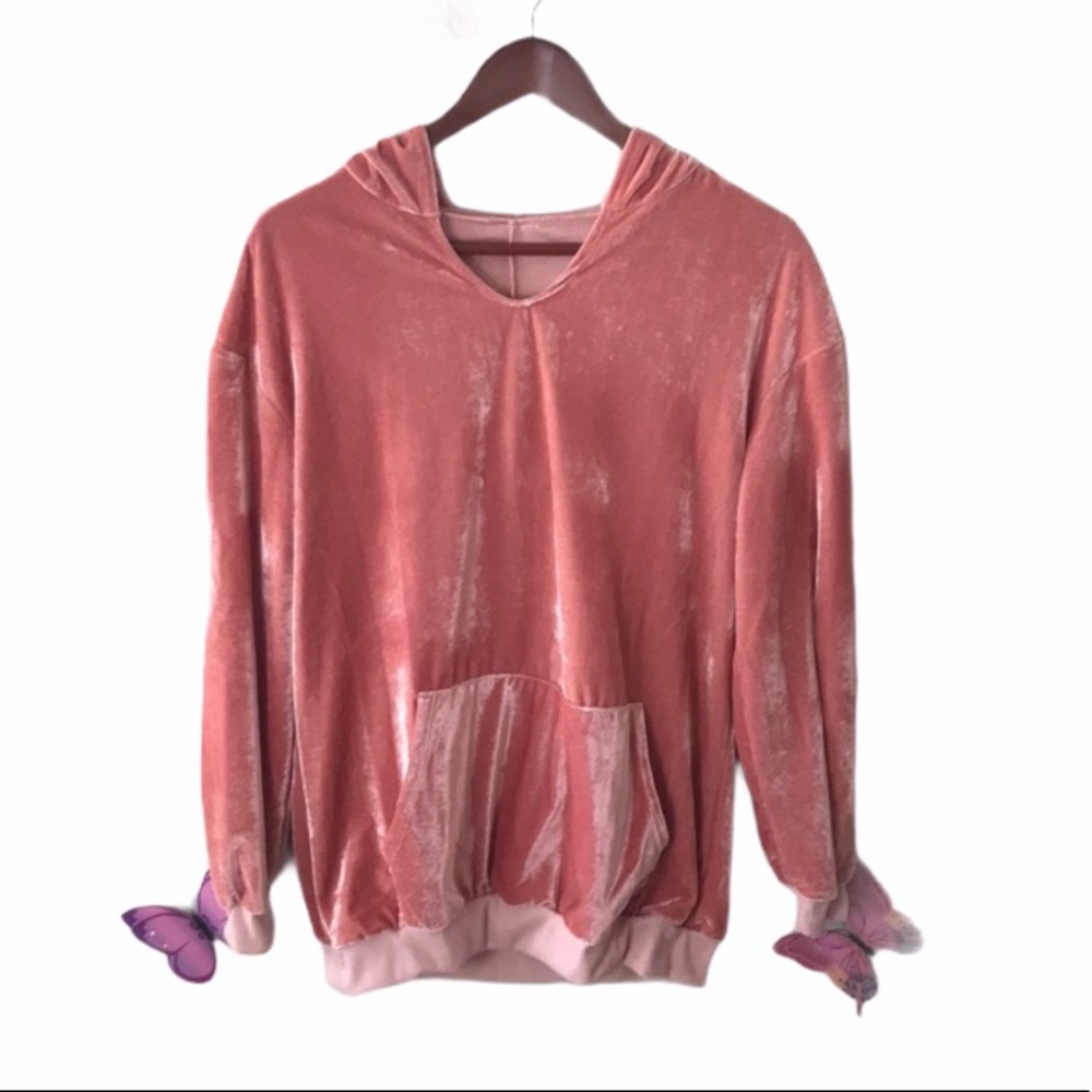 NWT Luxe candy pink velour pull over